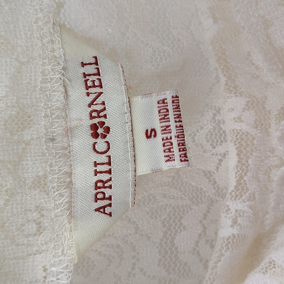 April Cornell Cream Lace Mesh Top Size Small Floral Lace Turtleneck Style - Picture 4 of 7